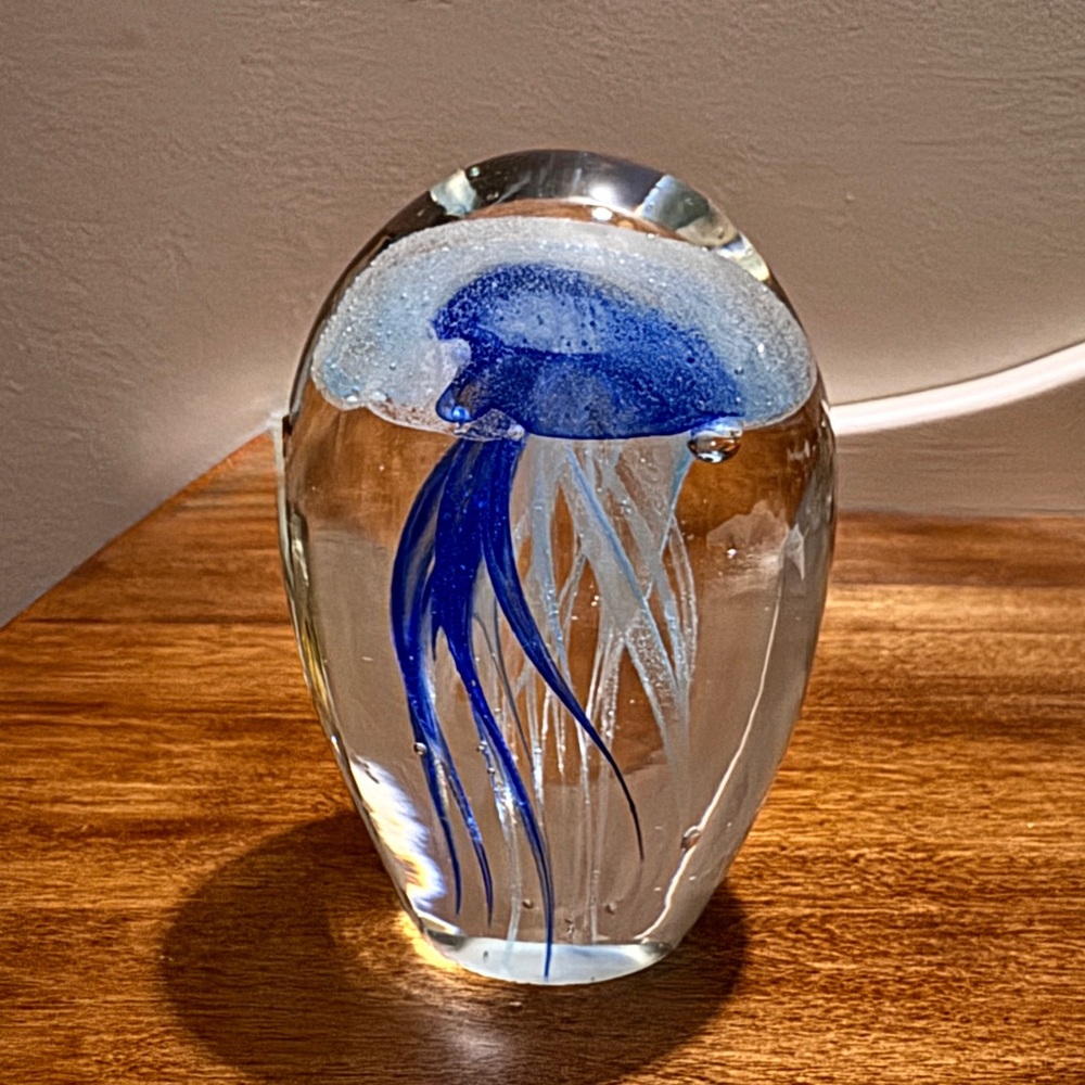 20. Vintage Sapphire Jellyfish Art Blown Glass
